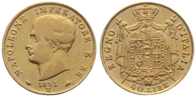 Italien 40 Lire 1811 M Milano - Napoleone Imperatore